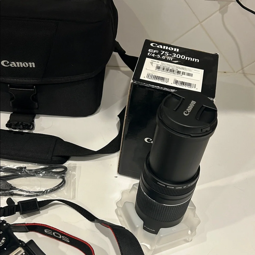 Canon EOS Rebel T6 1300D DSLR Camera with Black and Red Accents